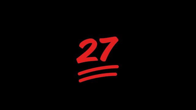 27 Number Handwritten With Underline Animation