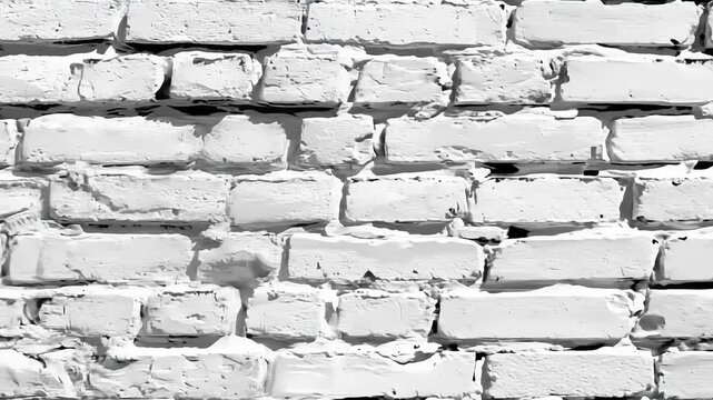 A close-up, textured view of a white-painted brick wall, with visible shadows and details
