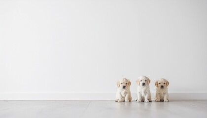 Obraz premium ミニマルな子犬たちとコピースペース / Minimalist Puppies with Copy Space 
