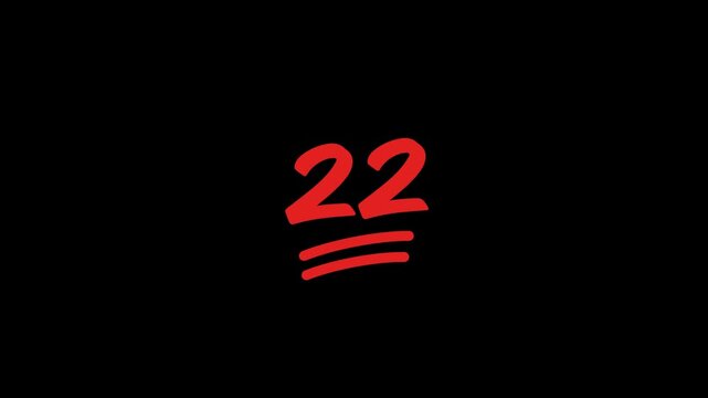 22 Number Handwritten With Underline Animation