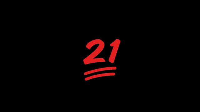 21 Number Handwritten With Underline Animation