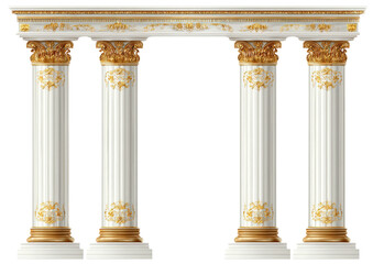 Obraz premium Ornate architectural design with four columns supporting an archway, detailed gold accents