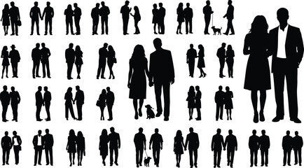 Vector silhouette collection of professional male soccer players dribbling, kicking, and controlling the ball, illustrating competitive sports, training, and athletic concepts.