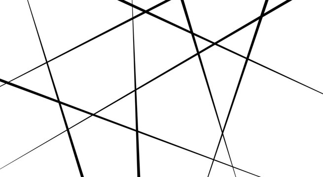 Abstract white background with random black lines, abstract vector background with lines.