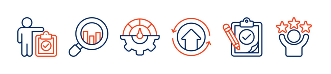 Evaluation banner concept. Assessment, analysis, performance, improvement, results and feedback vector illustration concept.
