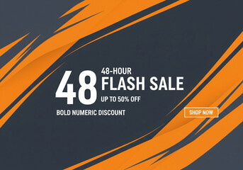Flash sale banner up to 50% off with bold numeric discount for limited time