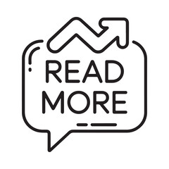A simple black and white illustration of a speech bubble with the text read more