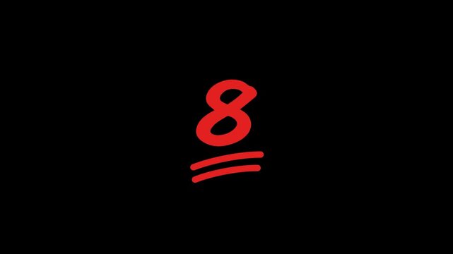 8 Number Handwritten With Underline Animation
