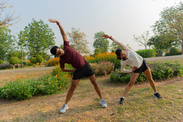 The couple went for a run and exercised in the morning.
