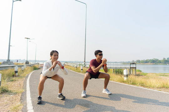 The couple went for a run and exercised in the morning.