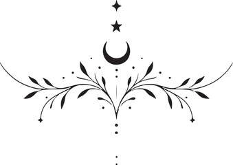 Abstract black and white floral pattern with decorative vector silhouette elements of flowers, leaves, and swirls for art illustration design © Saidar