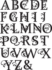 Hand-drawn ABC alphabet font illustration vector set with numbers, text, and design symbols