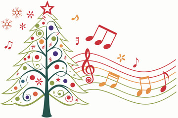 abstract christmas tree with notes