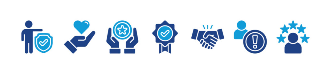 Credibility banner web icon vector illustration concept with integrity, trust, reliability, authenticity, commitment, attention and reputation icons
