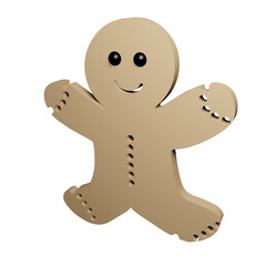 Gingerbread Man Cookie , Cute Holiday 3D on transparent background.
