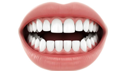 A close-up view of a perfect smile with bright white, healthy teeth