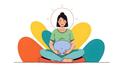 a Calm Expectant Woman in Deep Relaxation During a Gentle Prenatal Mindfulness Session Emphasizing Comfort Inner Peace and Emotional Wellbeing