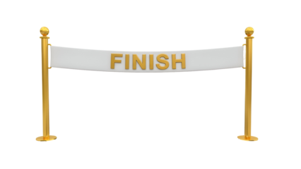 A golden finish line banner representing achievement and completion