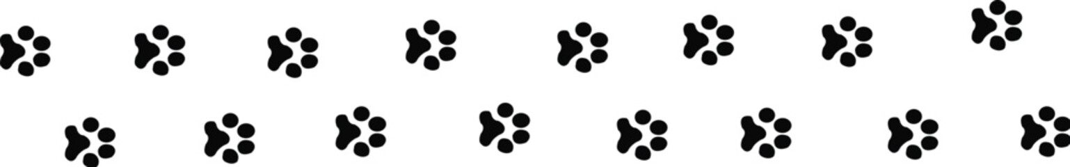 vector decorative simple pet dog black tracks in a straight line seamless pattern on white background vector illustration
