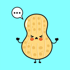 Cute cartoon peanut character feeling angry and frustrated