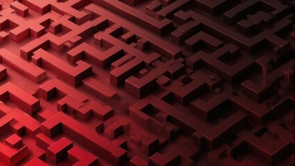 Abstract Red Maze - A Complex Labyrinth of Shadows and Light.