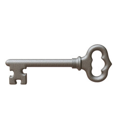 Old vintage key isolated on white, transparent. 3d