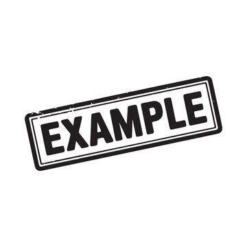 A black and white rectangular stamp displaying the word example in bold lettering