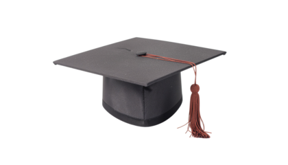 Black graduation cap and diploma academic success icon isolated on white background