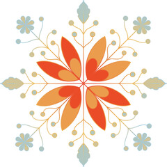 orange christmas floral snowflake