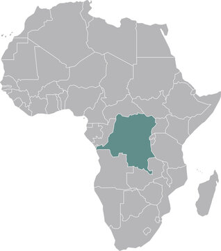 African Democratic Republic of the Congo Border Map Illustration