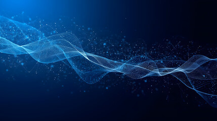 Big data visualization a blue network of connected dots elegantly visualizes data science concepts.