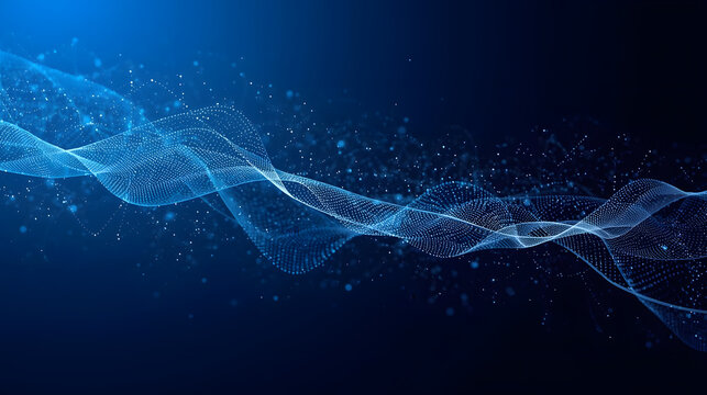 Big data visualization a blue network of connected dots elegantly visualizes data science concepts.
