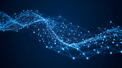 Big data visualization a blue network of connected dots elegantly visualizes data science concepts.