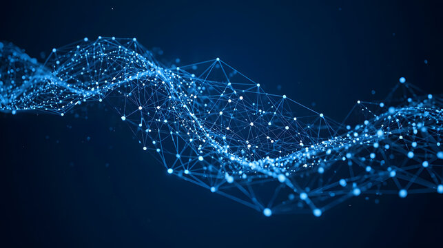 Big data visualization a blue network of connected dots elegantly visualizes data science concepts. - Powered by Adobe