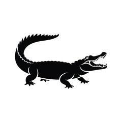 Fototapeta premium A black silhouette of an alligator with an open mouth side view