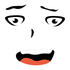 Abstract Facial Expression With Bold Eyes, Nose, And Mouth In Minimal Black And White