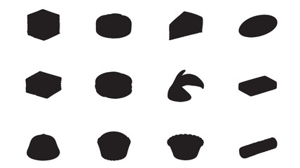 Collection of abstract geometric shapes in various forms on a white background