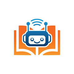 AI Robot Education Book Icon Vector Illustration