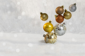 Christmas background with Christmas tree colorful balls.