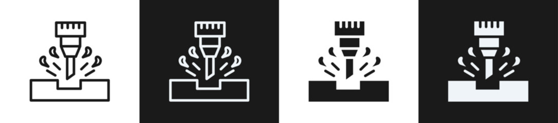 Cnc Machine Line N Glyph Icon Style In White And Black Background