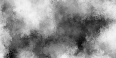 Abstract white and gray isolated cloud cumulus clouds. Gray aquarelle painted realistic fog or mist smoky textured canvas design. White and ash messy wall stucco texture background.