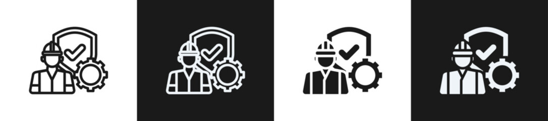Worker Safety Line N Glyph Icon Style In White And Black Background
