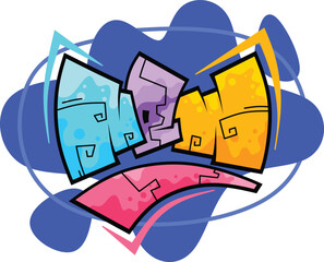new word graffiti text font sticker illustration	