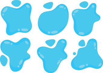 blue water puddle set illustration set	