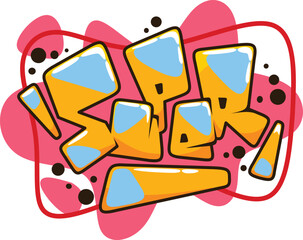 super word graffiti text font sticker illustration	