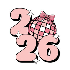 2026 New Year Disco Ball Illustration