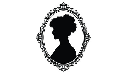 Elegant silhouette of a woman in an ornate vintage frame design © Saidul_Studio1984