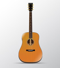 Fototapeta premium Acoustic Guitar Cedar Dreadnought Isolated