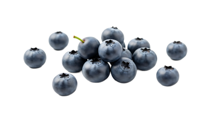 Scattered Fresh Organic Blueberries, Rich in Antioxidants, Healthy Snack or Ingredient transparent background png file
