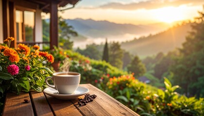 cup of coffee on the terrace